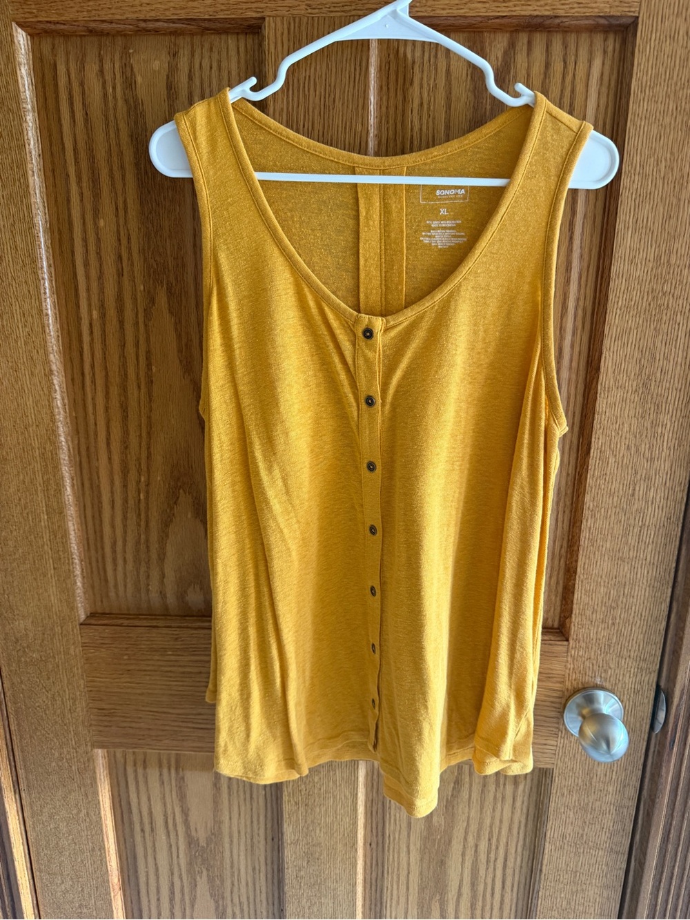 Sonoma Xl Mustard Button-Front Scoop Neck Tank